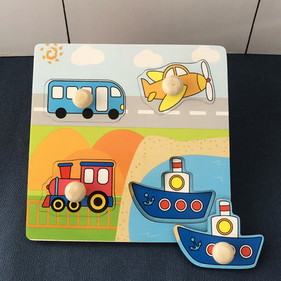 Tablero Puzzle Montessori de Madera con Bloques de Construcción para Niños - Image 8