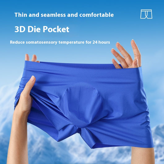 Bóxers de Seda Helada para Hombre - Cintura Media Color Sólido Verano