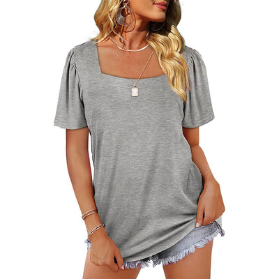 Camiseta de Cuello Cuadrado con Rayas Fruncidas para Mujer - Image 28