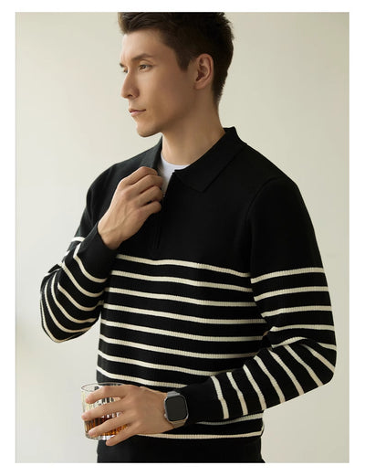 Suéter Business Casual con Cierre Medio y Rayas para Hombre - Image 12