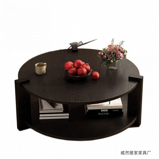 Mesa de Centro Circular en Nogal Negro - Diseño Clásico Madera Maciza - Image 5