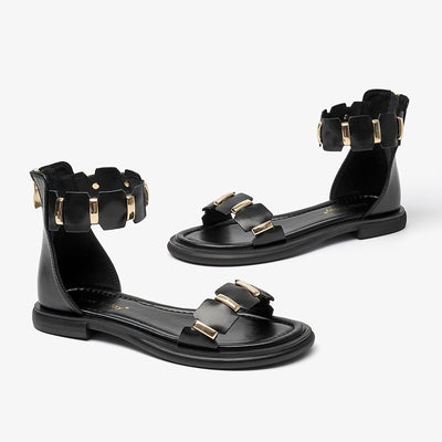 Sandalias de Cuero Minimalistas con Suela Blanda y Diseño Hada