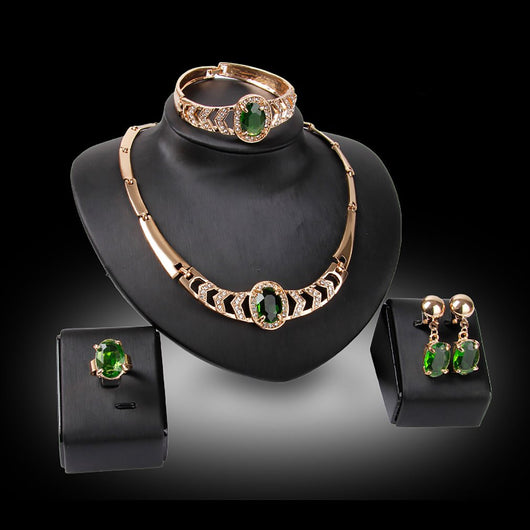 Conjunto de Accesorios Nupciales: Collar, Aretes, Pulsera y Anillo - Image 2