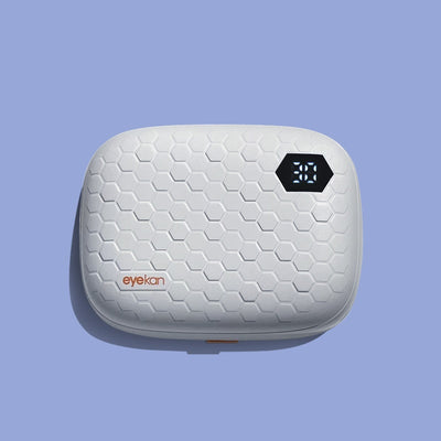 Pearl white automatic ultrasonic cleaning machine with honeycomb texture and digital display for invisible glasses. - Image 6