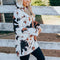 Suéter Holgado con Estampado de Vaca - Pullover Casual Cuello V para Mujer
