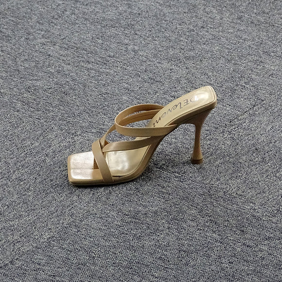 Sandalias de Tacón Alto Coreanas Versátiles para Mujer Talla Grande