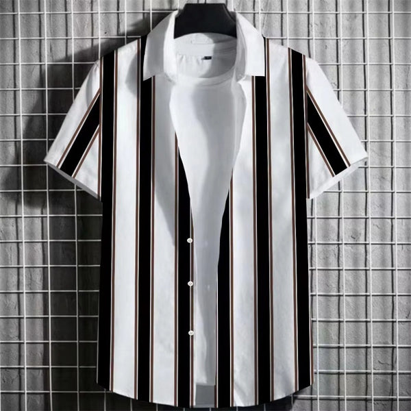 Playera Hombre Rayas Estampado 3D Manga Corta