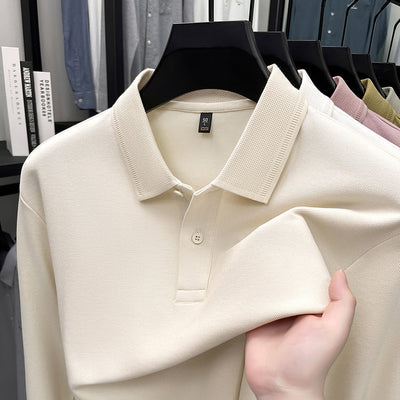 Polo de Algodón Mercerizado Manga Larga para Hombre - Ropa Casual Primavera Otoño - Image 15