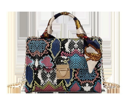 Bolso Pañuelo de Seda con Estampado Serpiente Multicolor - Image 6
