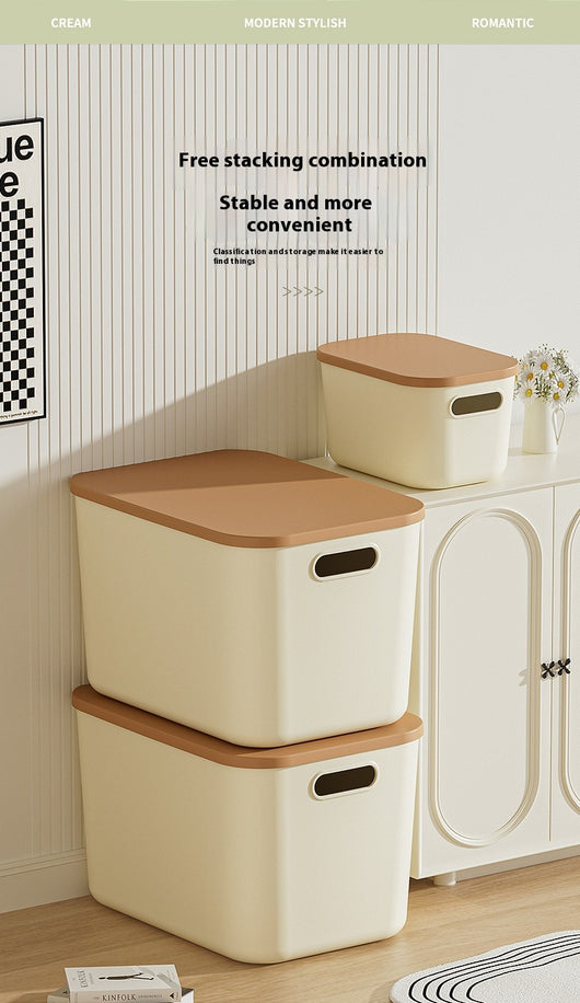 Caja de Almacenamiento Grande con Tapa para Ropa y Accesorios - Diseño Crema - Image 23