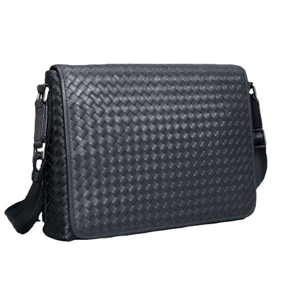 Bolso Mensajero de Cuero Tejido para Hombre - Estilo Ejecutivo - Image 11