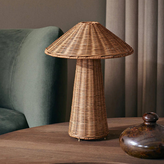 Lámpara de Mesa Tejida a Mano con Forma de Hongo - Diseño Vintage para Estudio y Dormitorio