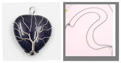 Colgante Corazón Melocotón Cristal Natural Árbol de la Vida para Parejas - Image 17