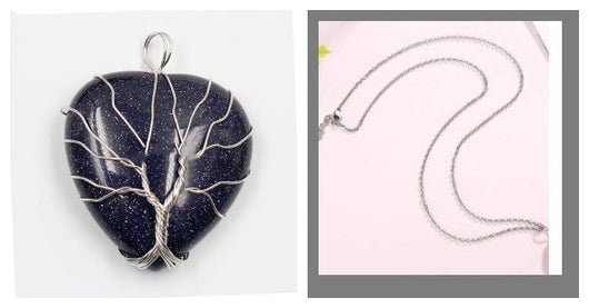 Colgante Corazón Melocotón Cristal Natural Árbol de la Vida para Parejas - Image 17