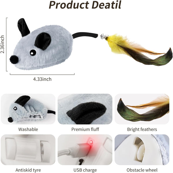 Juguete Ratón Interactivo para Gatos con LED Recargable y Movimiento Automático
