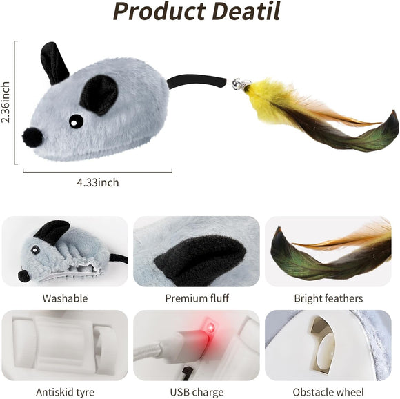 Juguete Ratón Interactivo para Gatos con LED Recargable y Movimiento Automático