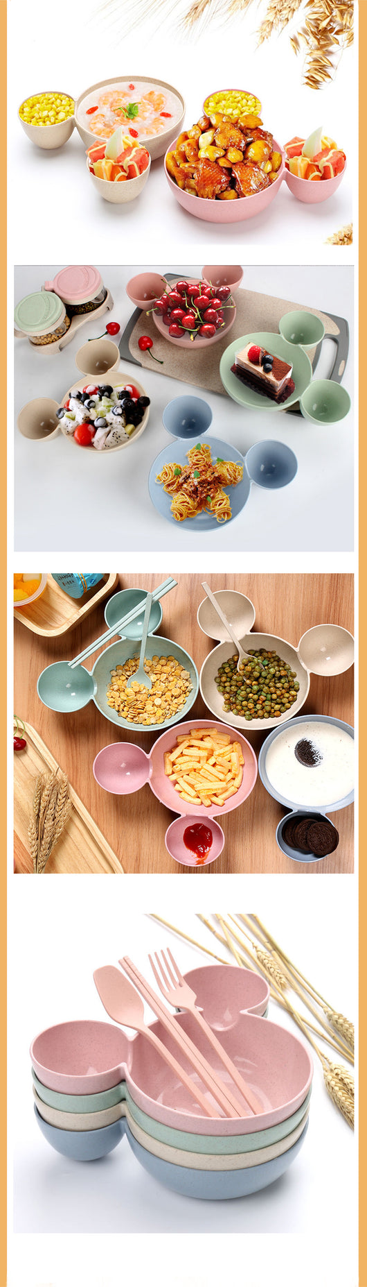 Juego de Comida Infantil Mickey Mouse en Fibra de Trigo - Plato, Cubiertos y Palillos - Image 27