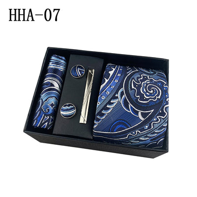 Set de Corbata Paisley con Clip y Caja de Regalo - Corbata Negra Elegante para Negocios - Image 12
