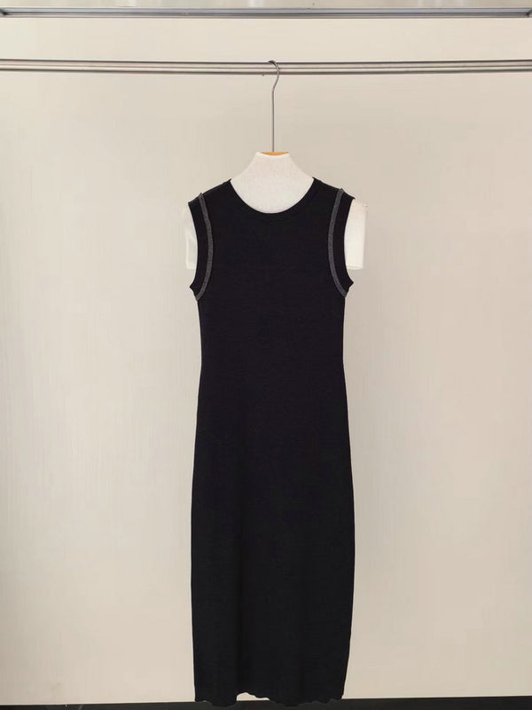 Vestido Tejido de Lana sin Mangas Cuello Redondo con Detalles de Perlas - Image 6