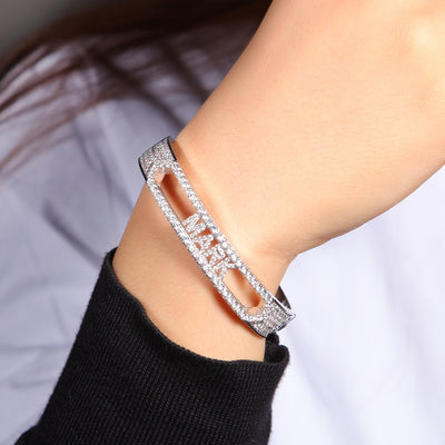 Pulsera de Letras con Incrustaciones de Cobre y Circón de 11MM - Image 23
