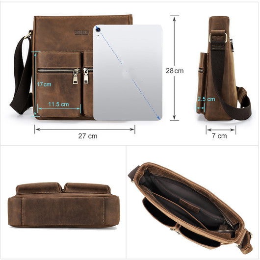Bolso Bandolera Retro Cuero Crazy Horse Estilo Único para Hombre - Image 8