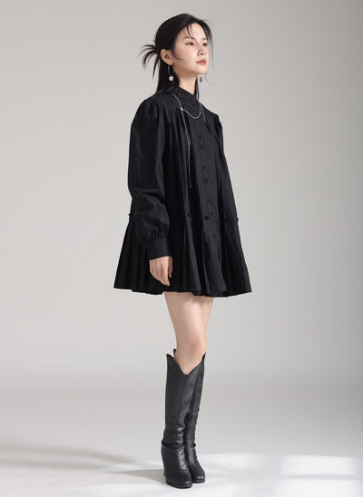 Vestido Camisero Plisado Manga Larga Diseño Exclusivo - Image 35