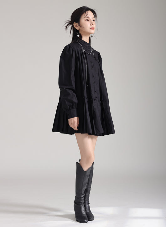 Vestido Camisero Plisado Manga Larga Diseño Exclusivo - Image 35