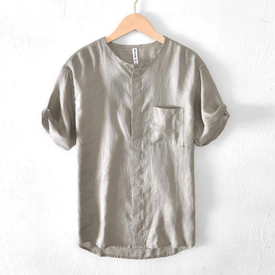 Camisa de Lino Manga Corta para Hombre - Image 8