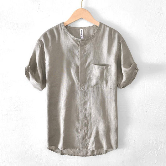 Camisa de Lino Manga Corta para Hombre - Image 8