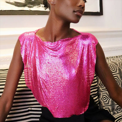 Top Brillante con Lentejuelas Metálicas - Estilo Dulce y Picante - Image 23
