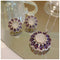Violet Gemstone Three-dimensional Flower Ring Earrings and Necklace Set