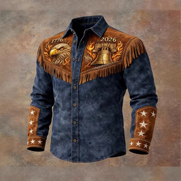 Camisa Western Retrô Desgastada Aniversário 250 Anos EUA