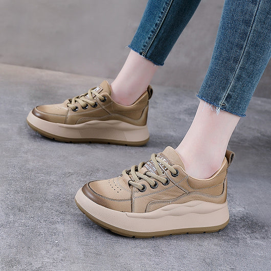 Zapatos de Cuero Genuino Estilo Británico con Plataforma y Cordones - Image 3