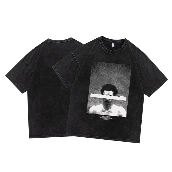 Camiseta Unisex Hip-hop Summer Tide con Estampado Vintage Desgastado
