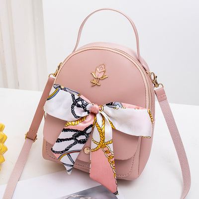 Mochila Backpack Femenina con Pañuelo de Seda Doble Compartimento - Image 36