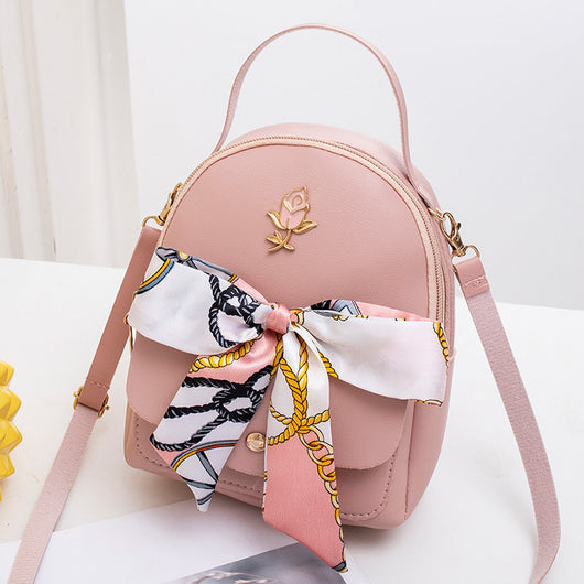 Mochila Backpack Femenina con Pañuelo de Seda Doble Compartimento - Image 36
