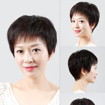 Peluca Corta de Cabello Humano Natural para Mujer - Image 11
