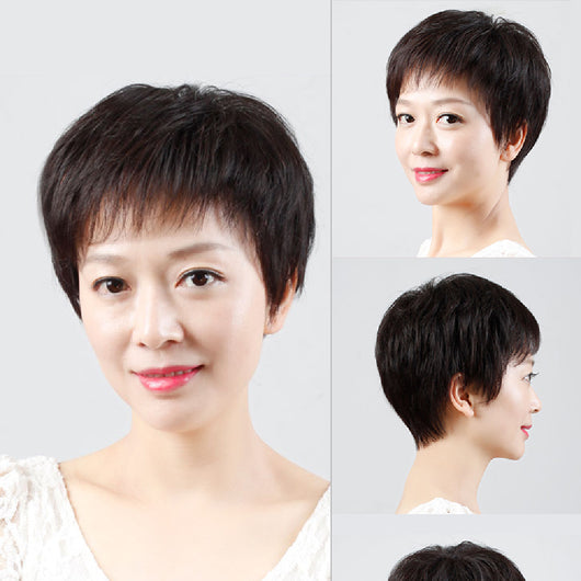 Peluca Corta de Cabello Humano Natural para Mujer - Image 11