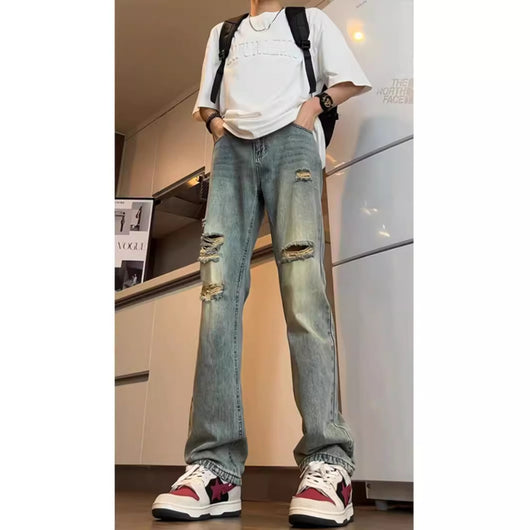 Jeans Sueltos Retro Vintage American V Desgastados - Image 3