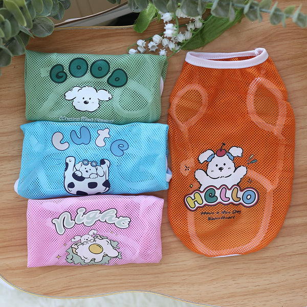 Chaleco Fresco para Mascotas con Estampado de Cuadrícula y Caricaturas