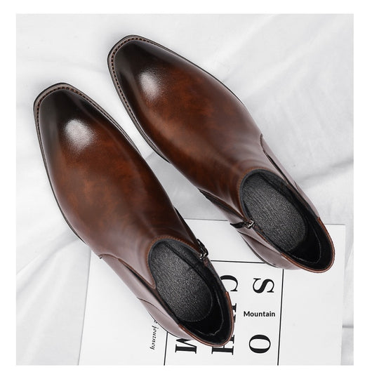 Botas Altas Retro de Cuero para Hombre - Estilo Formal Clásico - Image 10