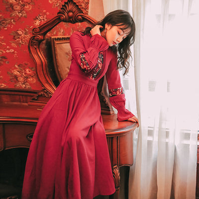 Vestido Retro con Bordados para Mujer - Otoño Invierno - Image 5