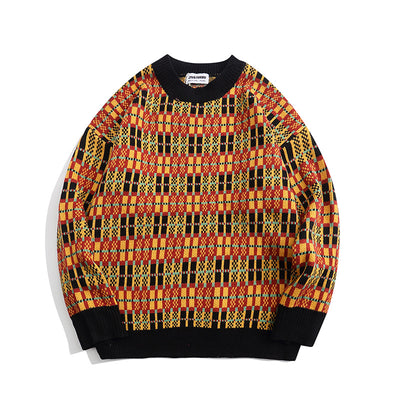 Suéter Casual de Cuello Redondo con Estampado Escocés para Hombre - Image 12