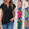 Blusa Fresca de Verano con Cuello V, Volantes y Estampado de Lunares