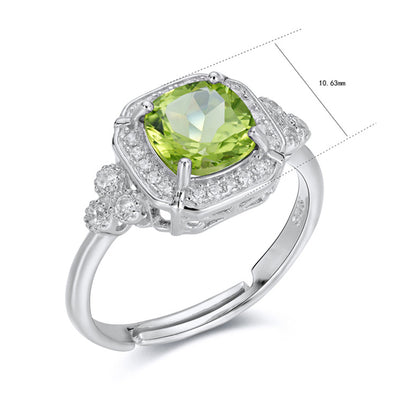 Anillo de Plata Peridoto Verde Elegante Temperamento S925 - Image 13