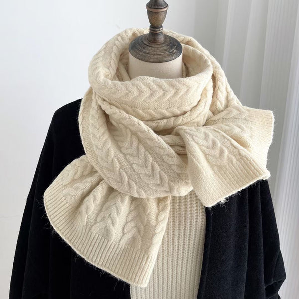 Bufanda de Lana Tejida Gruesa - Diseño Coreano Minimalista para Invierno