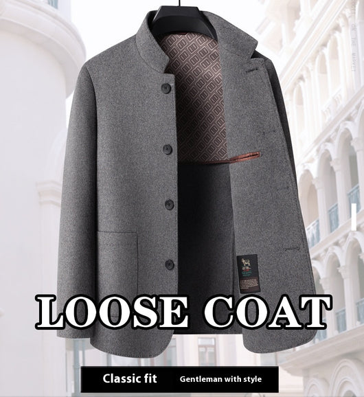 Abrigo de Lana Reversible con Cuello Mao de Largo Medio para Hombre - Image 10