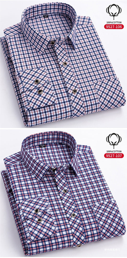 Camisa de Cuadros Suelta en Algodón para Hombre de Manga Larga - Image 24