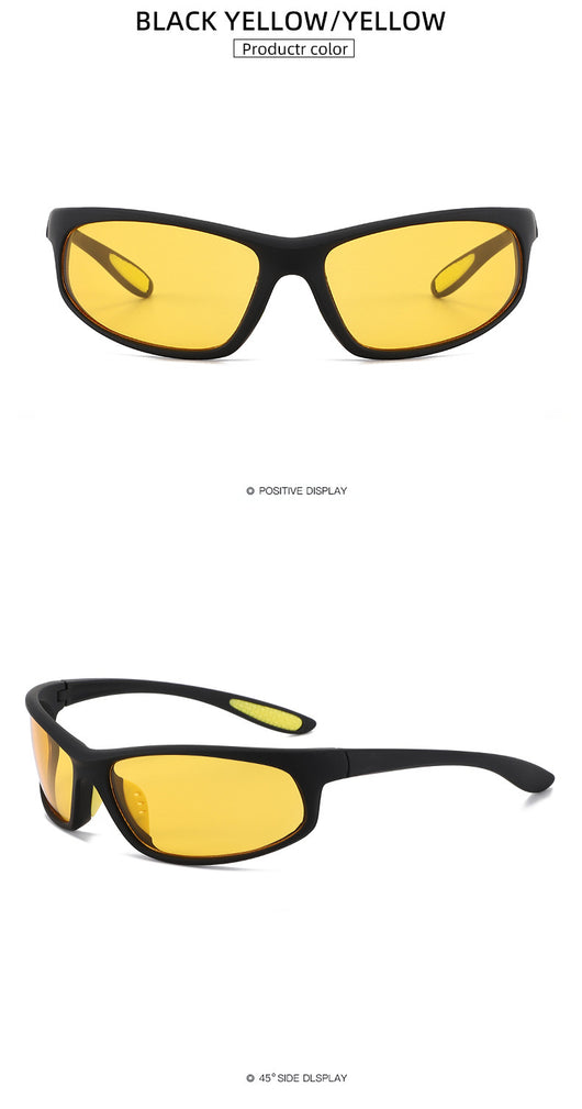 Black sports sunglasses with dark gray lenses and a matte finish, featuring a wrap-around frame style. - Image 12