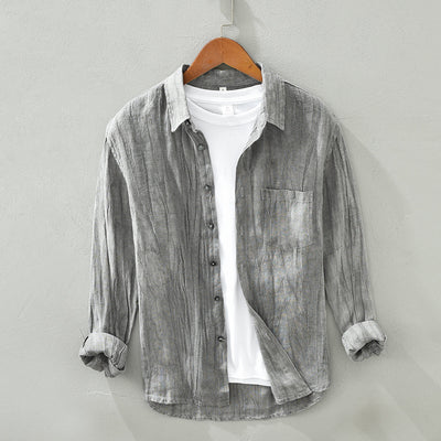 Camisa de Lino Manga Larga Suelta para Hombre